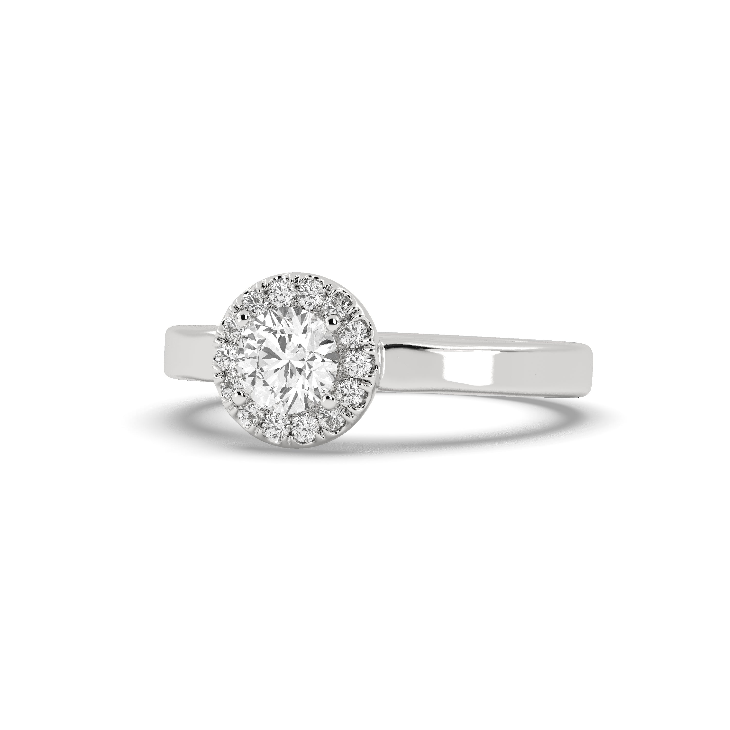 White Gold Studded 0.82 Carat Lab Grown Diamond Ring-F Color VS1 Clarity.